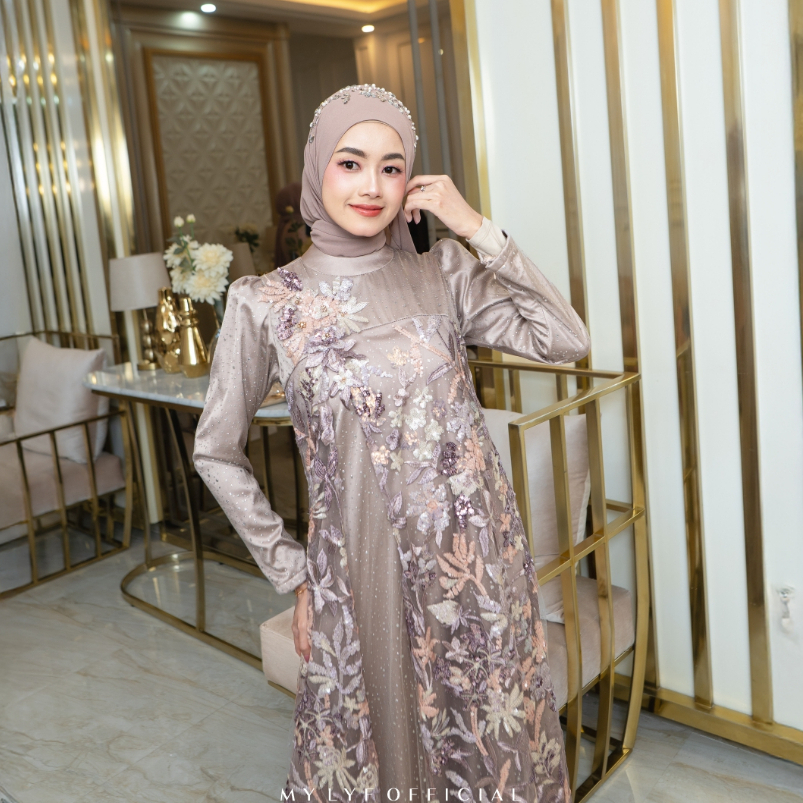 MYLYF OFFICIAL - SYABIL DRESS - RAYA SERIES - A LINE - GAUN - PANJANG - RESEPSI LAMARAN PREWED LEBAR