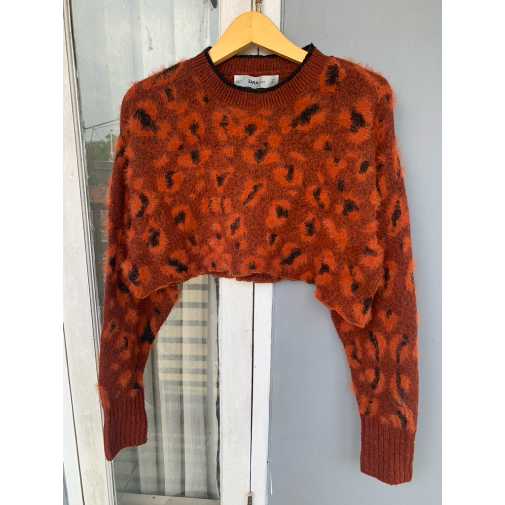 sweater leopard zara crop