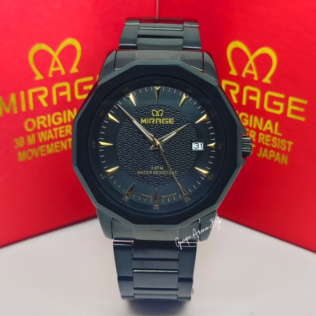 Mirage original jam tangan analog pria water resistant 8843brp-m