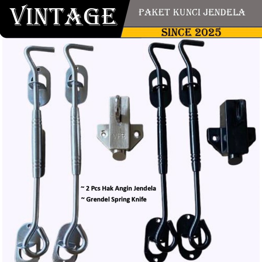 Paket Kunci jendela rumah Lengkap jendela rumah terdiri dari Hak angin jendela motif bulat Grendel S
