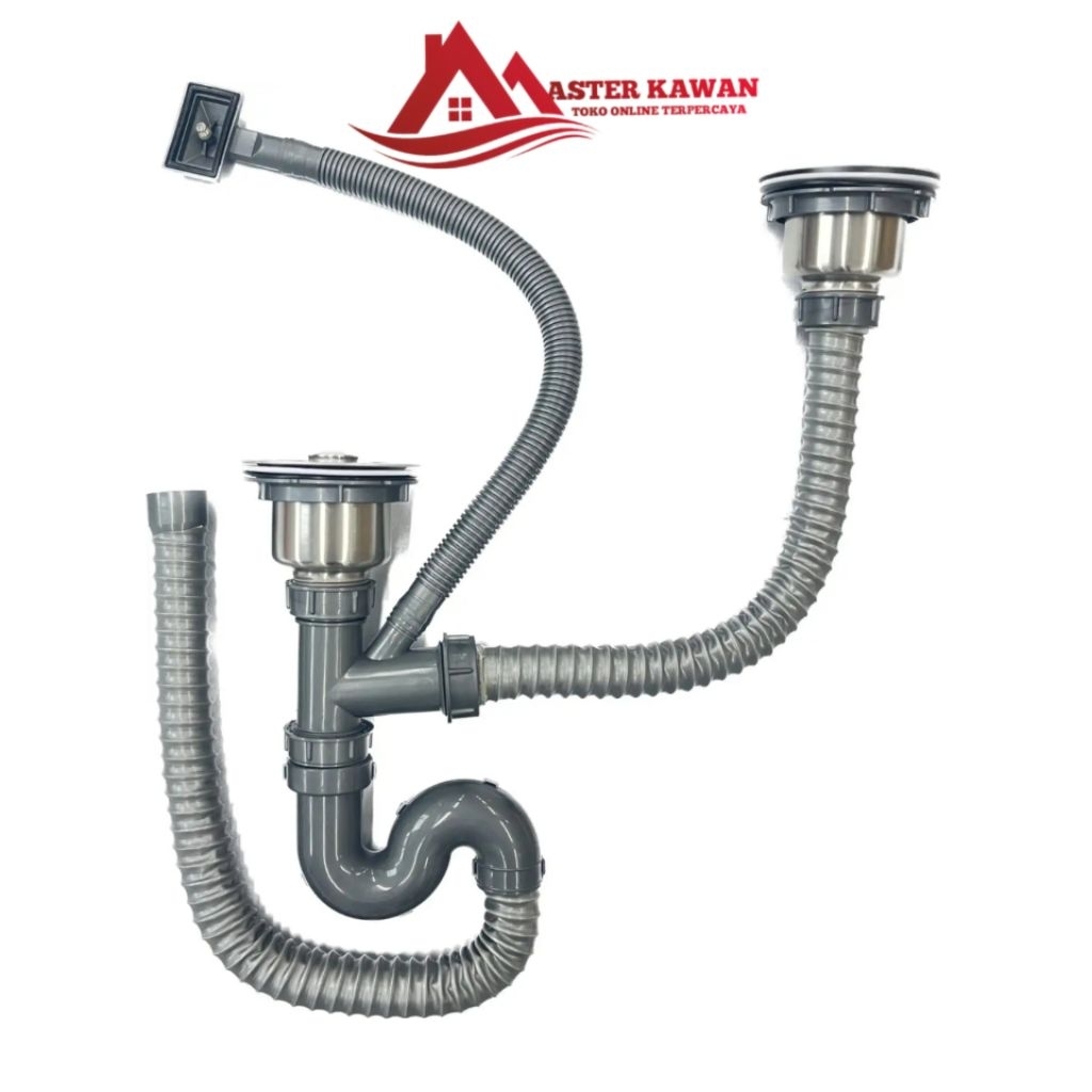 Selang Pembuangan Kitchen Sink 2 Lubang + Overflow /Selang Kitchen Sink Overflow 2 Lubang