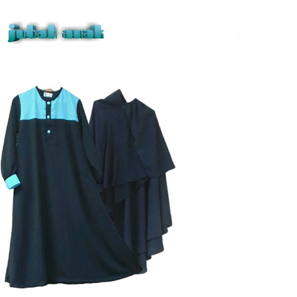 gamis anak gamis banat jetblack setelan jilbab safar purdah 2 layer sifon silky