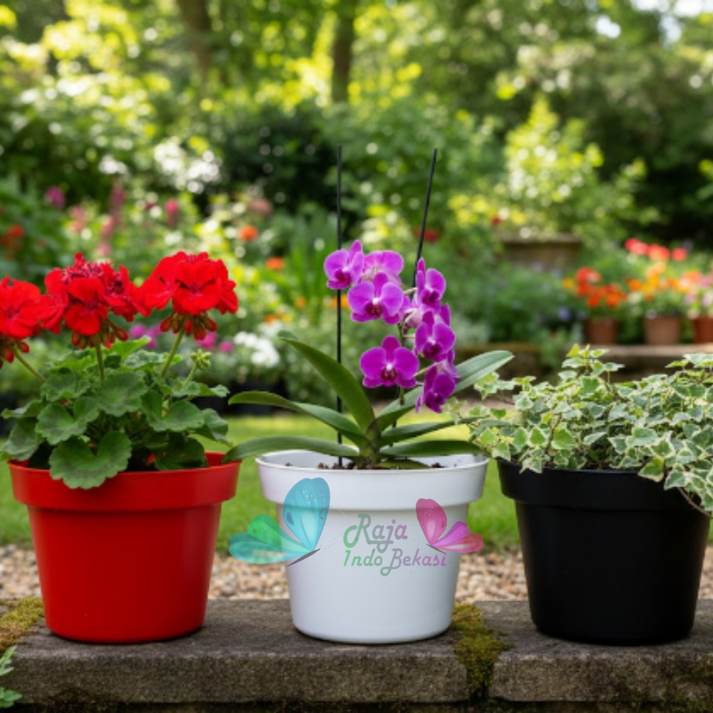 LUSINAN Pot Bunga 20 Putih Hitam Merah Bata Coklat Terraccota Terakota Polos Pot Bunga Hias Grosir M