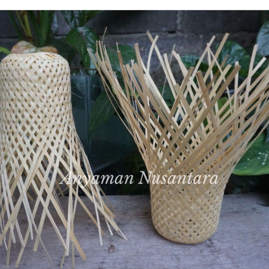 Lampu Bambu Krongso (Tanpa Rantai Bambu) Dekorasi Bambu Kap Lampu Bambu Lampu Hias Bambu / Krongso B