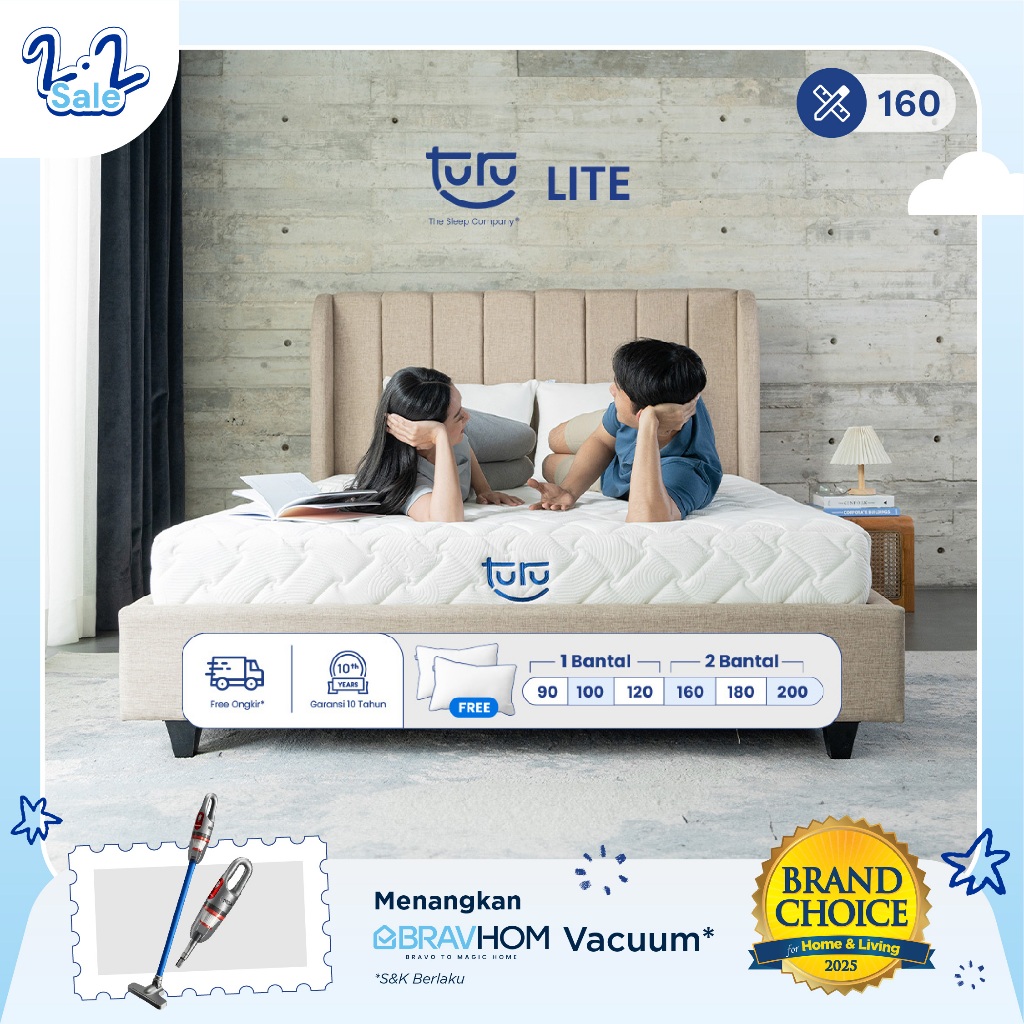 Turu - Kasur Base Support Foam TURU LITE ukuran 160x200 (Queen Size) Free Bantal
