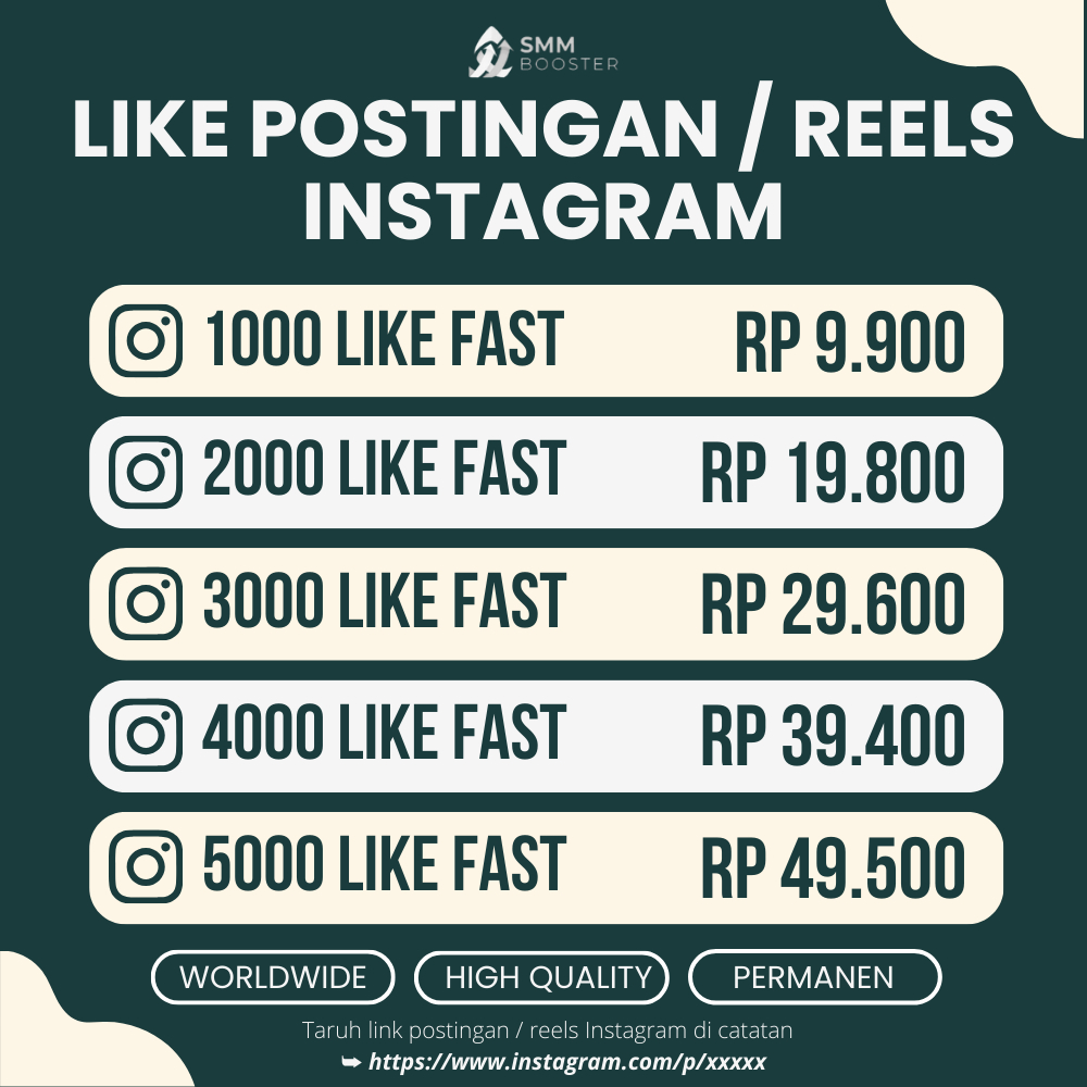 LIKE INSTAGRAM PERMANEN POSTINGAN FEEDS/REELS/IGTV LIKEIG BERGARANSI TERMURAH