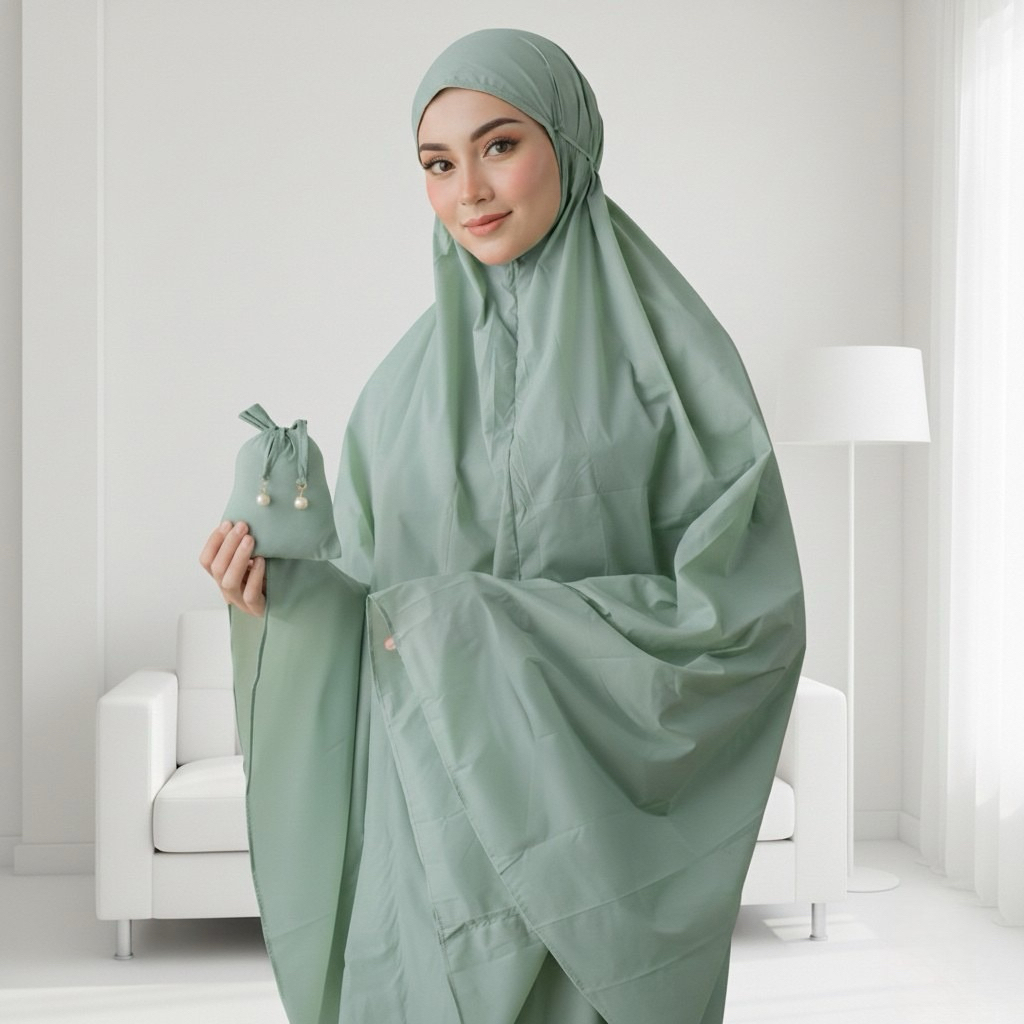 Mukena Traveling Mini Tas Premium Polos | Telekung Traveling Cantik