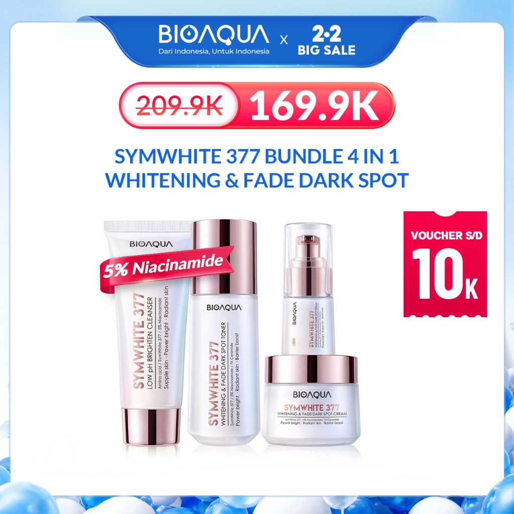 BIOAQUA SymWhite 377 Whitening & Fade Dark Spot Skincare 1 Set Lengkap BPOM Basic Skincare Paket Ski