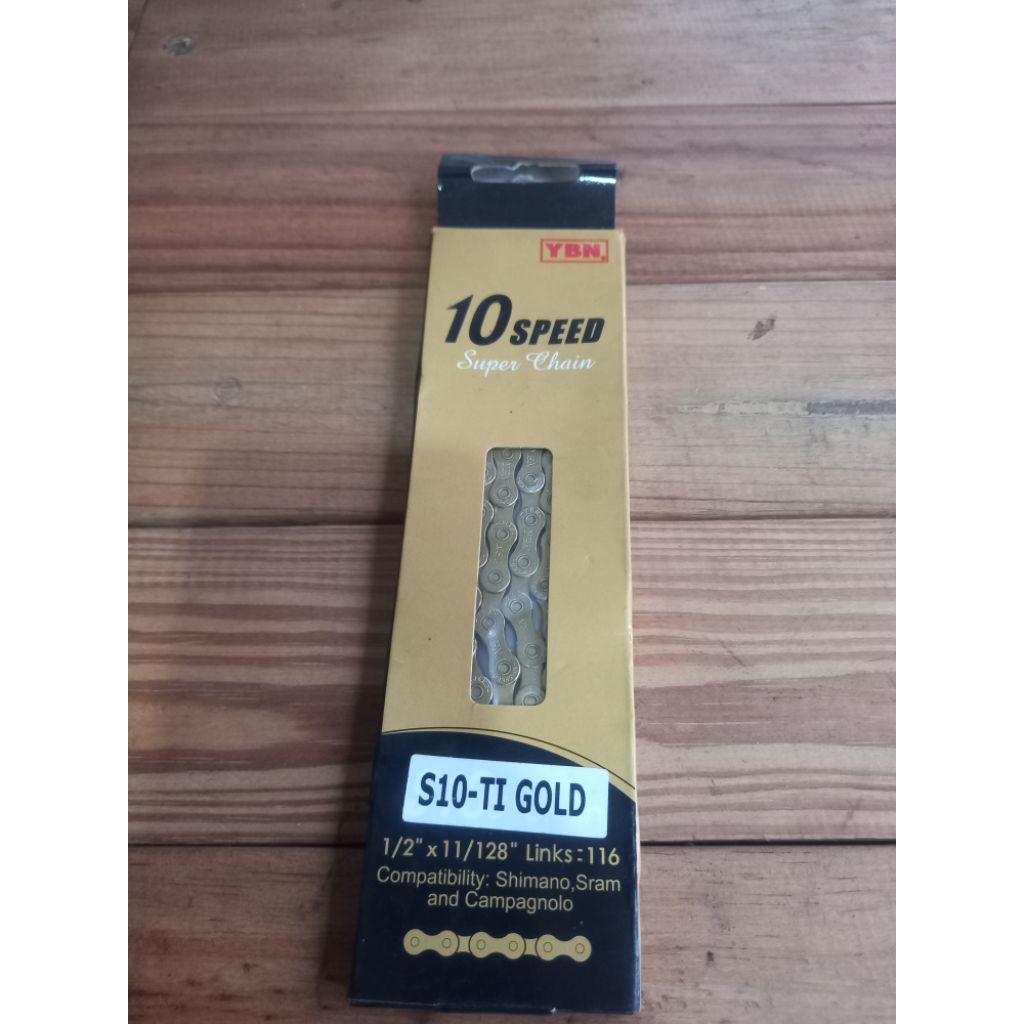 YBN Rantai sepeda 10 speed warna Gold