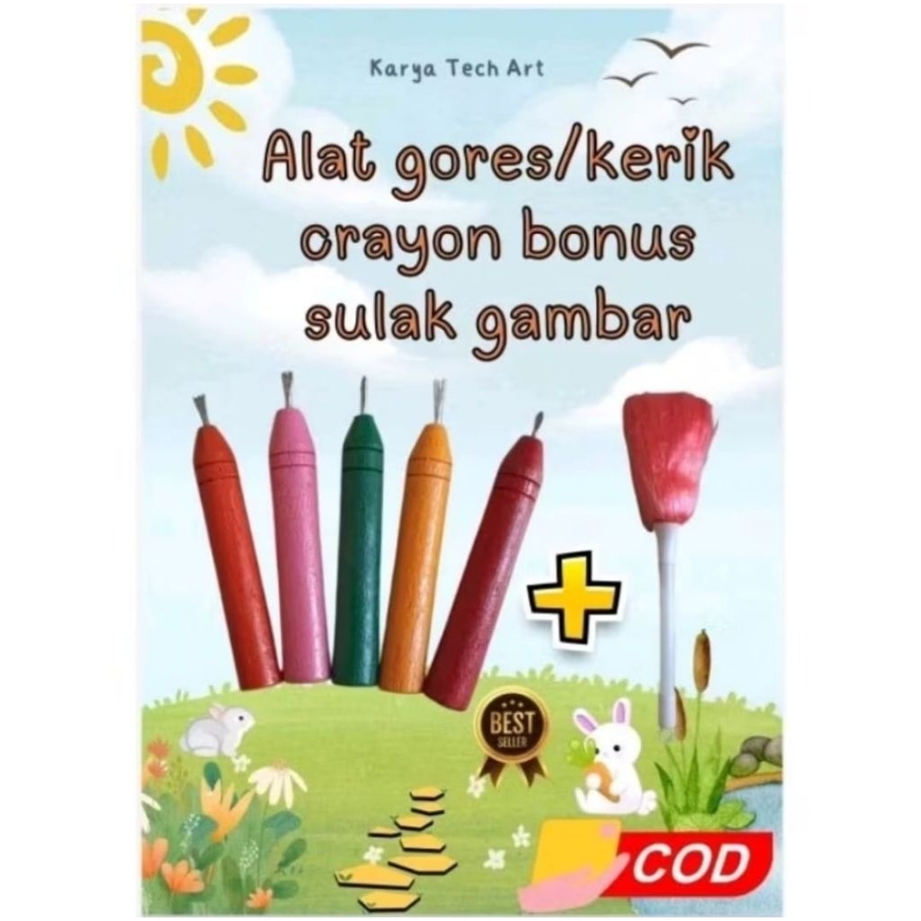 Alat Gores/Kerik Crayon Bonus Sulak Pembersih Remahan Crayon