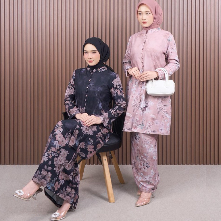 FAMYS - SETELAN ROK KATUN MOTIF KURUNG MALAY SET MELAYU ARESHA 020133