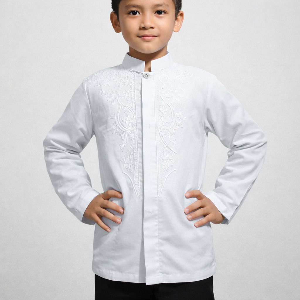 Baju Koko Anak Tanggung SD Remaja Warna Putih