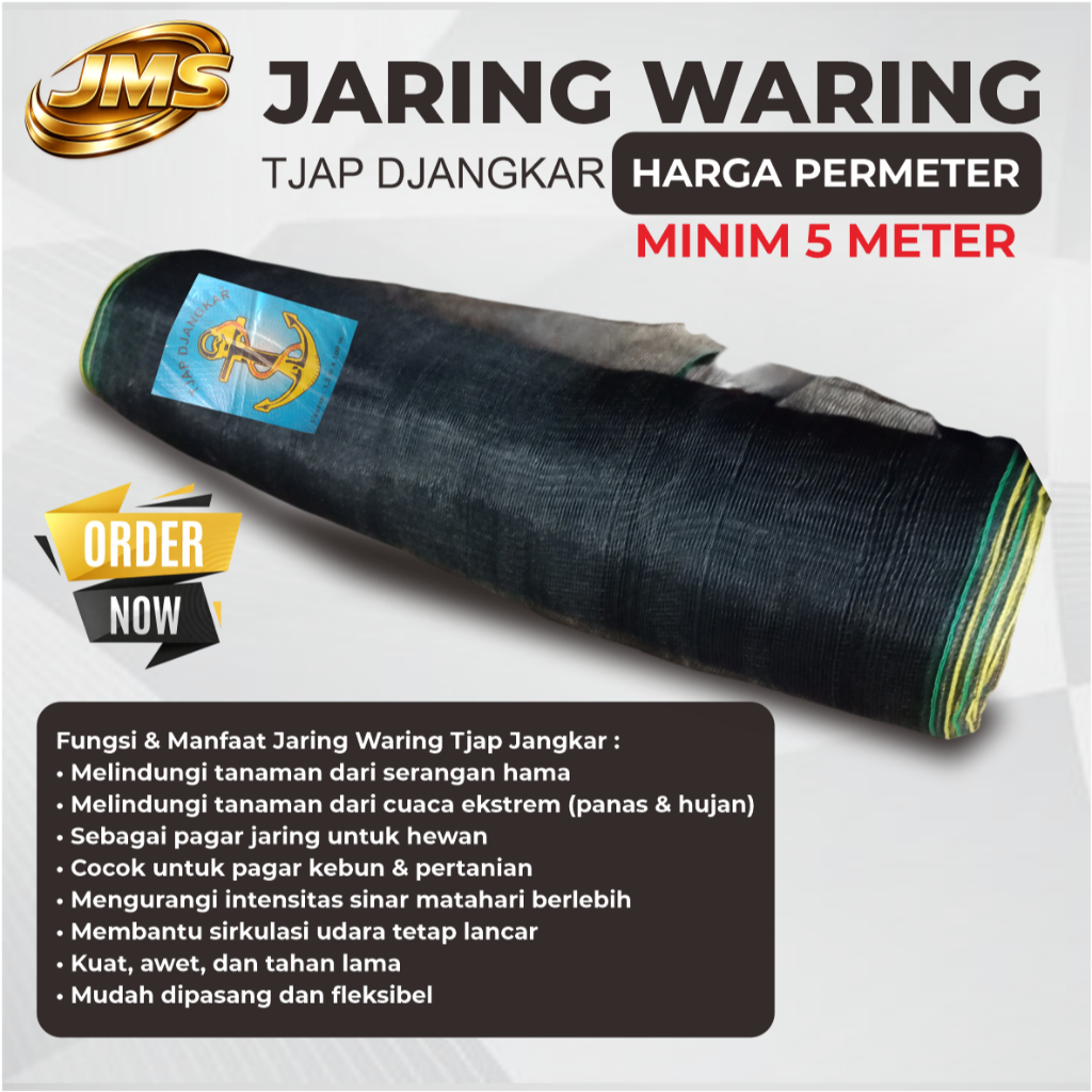 Jaring Waring Tjap Djangkar  Meteran Minim 5 Meter  / Waring Jaring Hitam / Jaring Hitam Waring Tjap