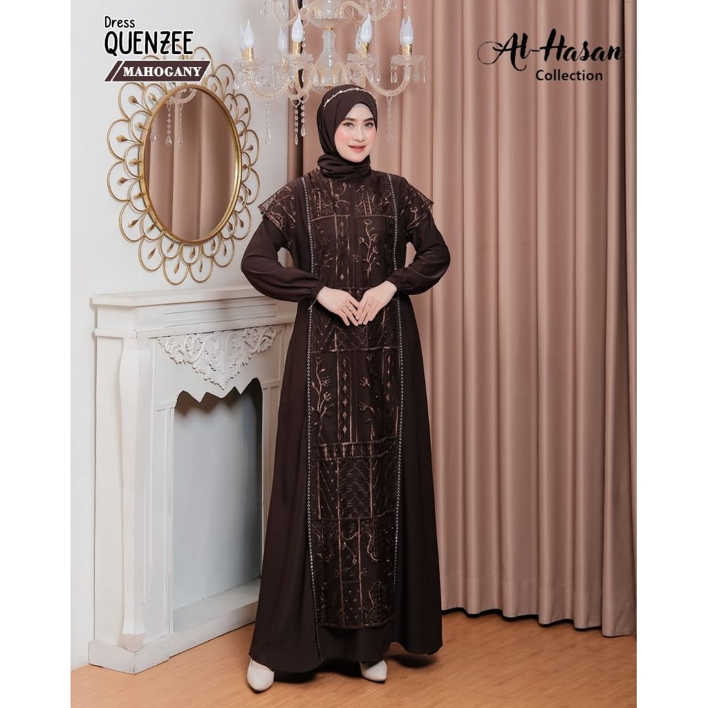 Quenzee dan Yunia dress marina silk mix brukat Ori Al Hasan Collection
