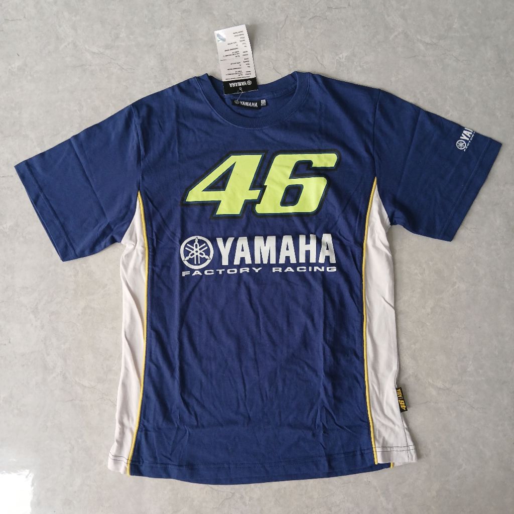 HeyHanz Kaos Yamaha VR46 Biru Strip Putih Ori Ukuran XL