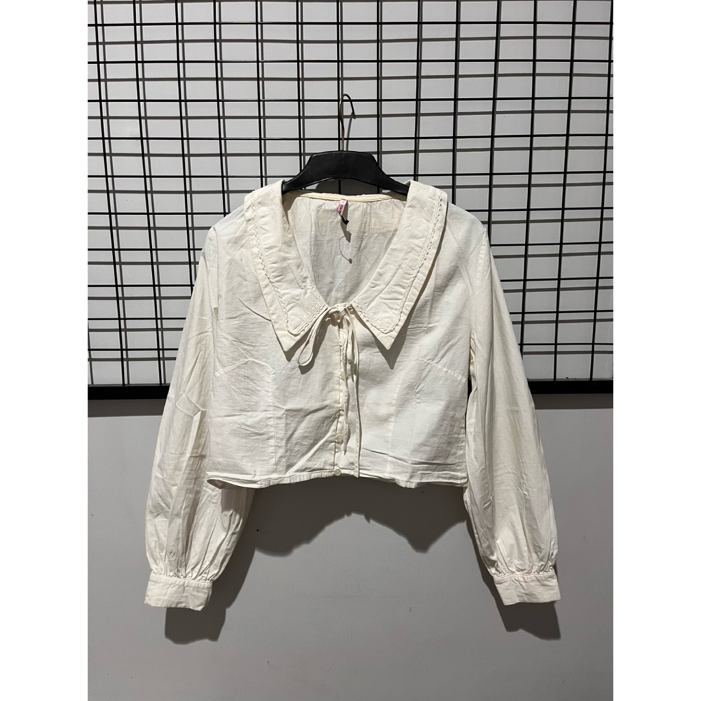 kemeja colorbox crop top lengah balon