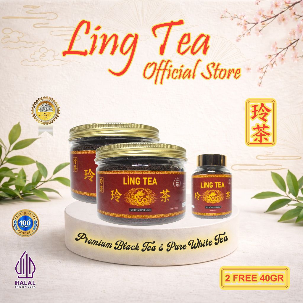 Ling Tea Teh Hitam Premium & Teh Putih murni Long Tea Original Produk Beli 2 bonus 40 gr