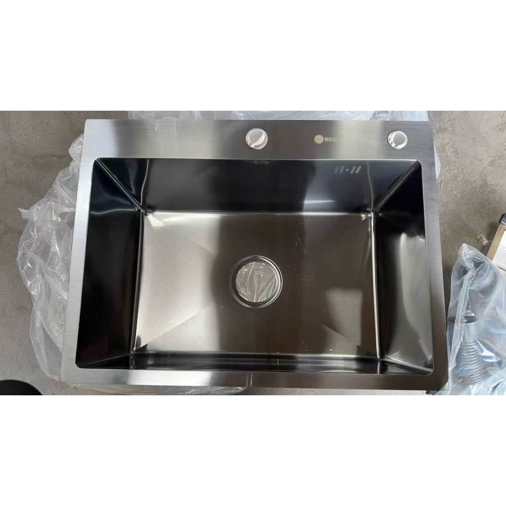 Wastafel Sink Bak Cuci Piring Stainless Steel Hitam Premium Dapur Anti Karat 1 Lubang & 2 Lubang