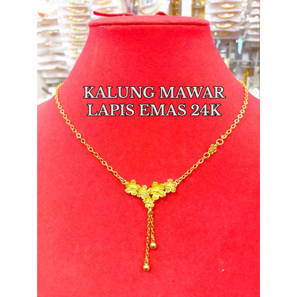 KALUNG MAWAR LAPIS EMAS | KALUNG IMPORT | PERHIASAN KALUNG EMAS | KALUNG KOIN 92