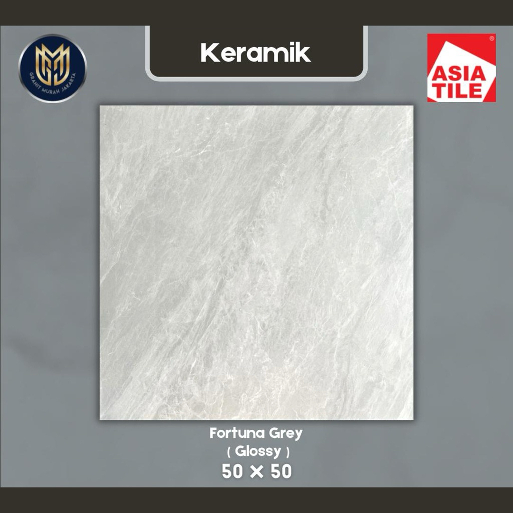 Keramik lantai 50x50 fortuna grey glossy - asia tile