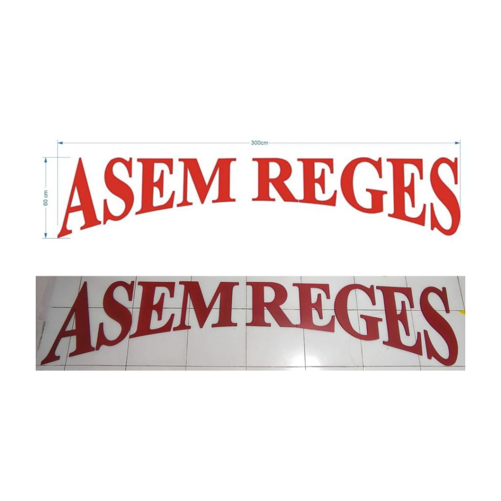 custom logo huruf timbul kayu led