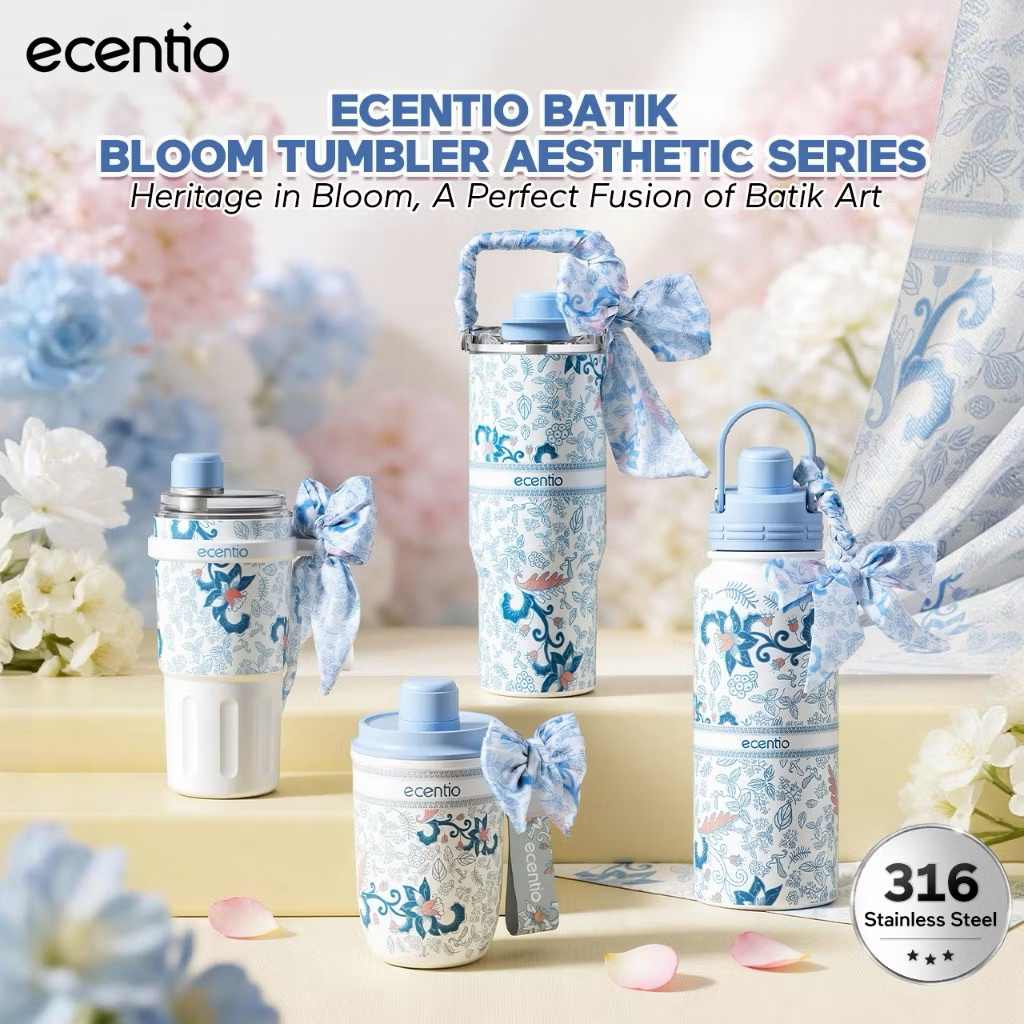 Ecentio Floral Batik Bloom Tumbler Aesthetic Series Tumbler Premium Quality acc13