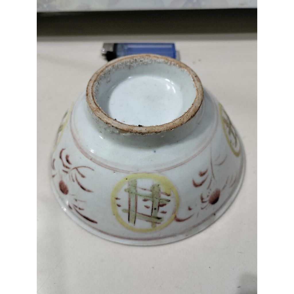 Mangkok kuno china porselen dinasti ming merah temuan sungai dia15.5cm