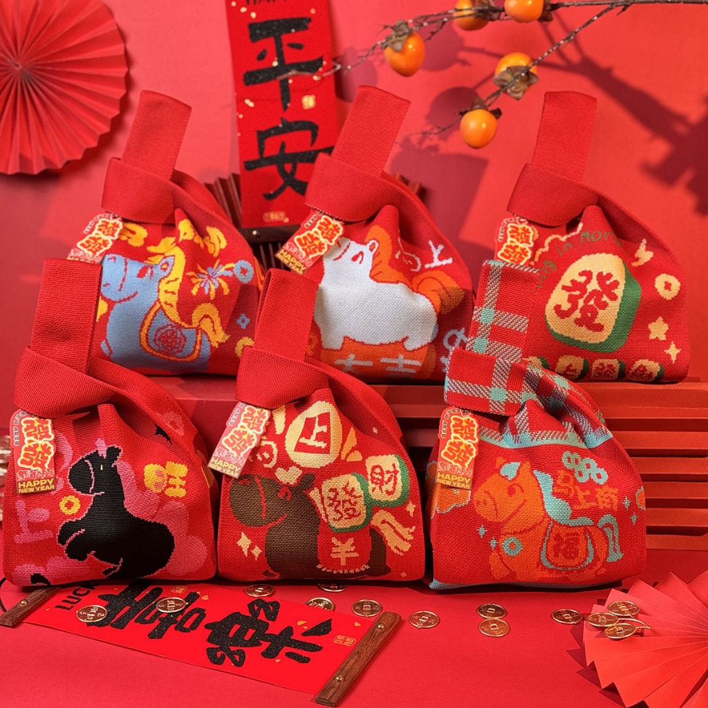 [KNITTED BAG IMLEK] Tas Tangan Rajut IMLEK, Tas Tangan Rajut Imlek, Knit Knot Bag Imlek, Imlek Knite