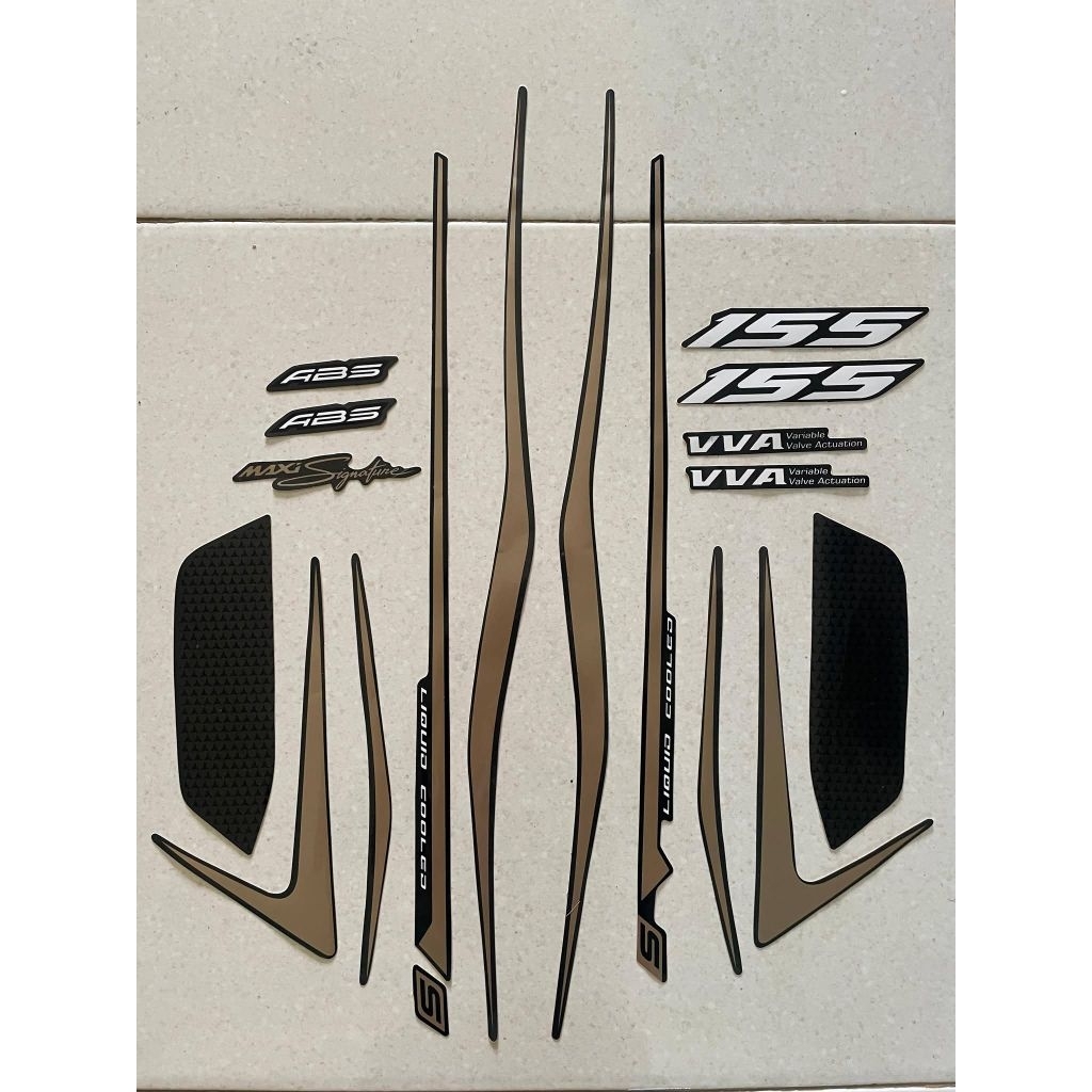 stiker striping motor Yamaha Aerox 155 type ABS tahun 2021 Hitam