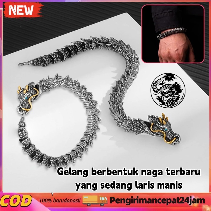 20cm Gelang Rantai Naga / Gelang Pria Naga / Gelang Rantai Kepala Naga / Gelang Rantai Tangan Naga P