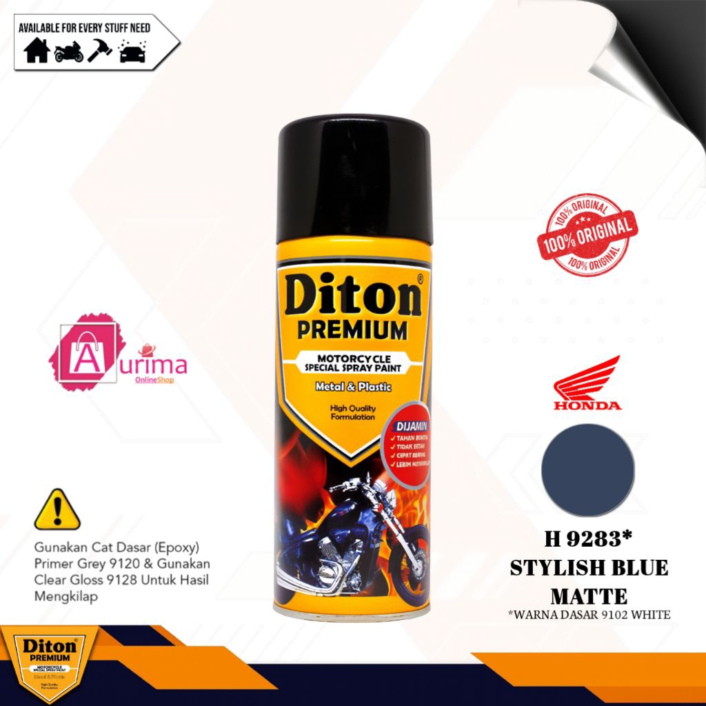DITON PREMIUM SPRAY PAINT CAT SEMPROT PYLOX STYLISH BLUE MATTE - H9283 CEPAT KERING DAYA REKAT KUAT 