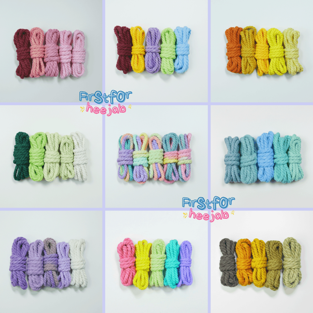 [DIY MACRAME STARTER KIT 5Meter] Tali Katun Macrame 3MM 4MM Mix Warna