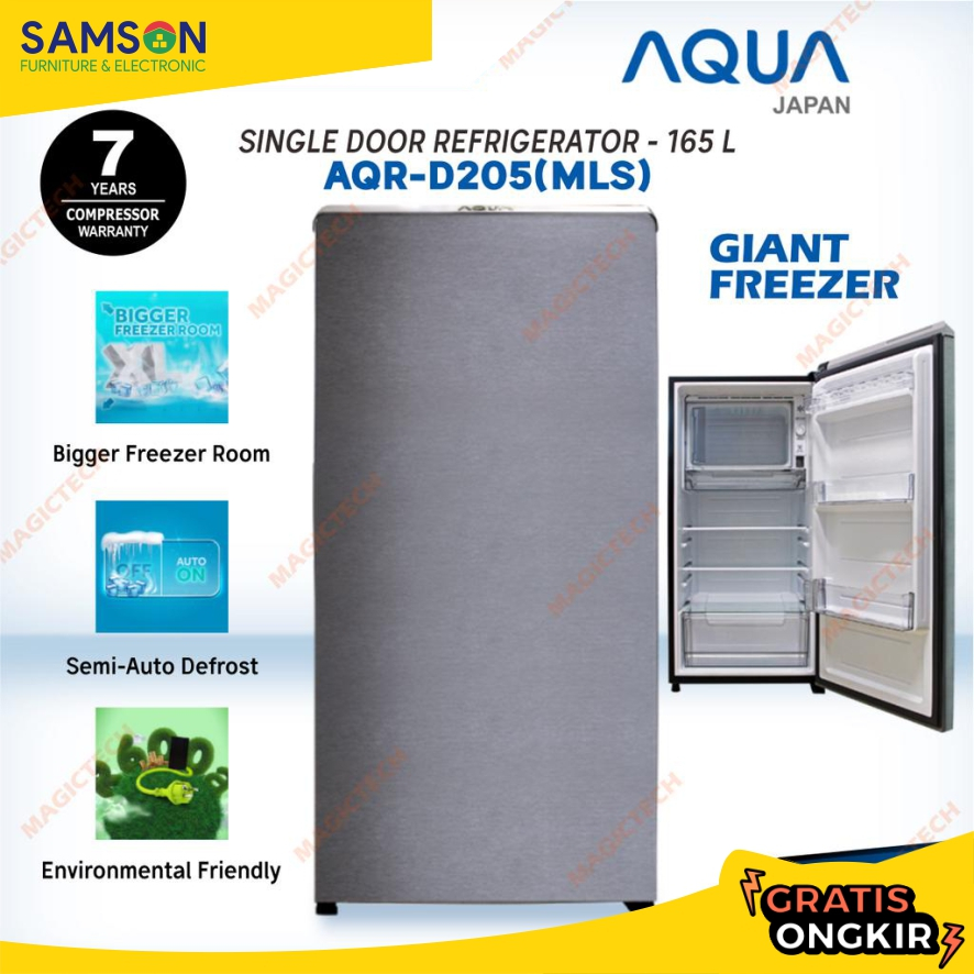 KULKAS AQUA 1 PINTU AQR-D205(MLS) / AQR-D205 - 165L