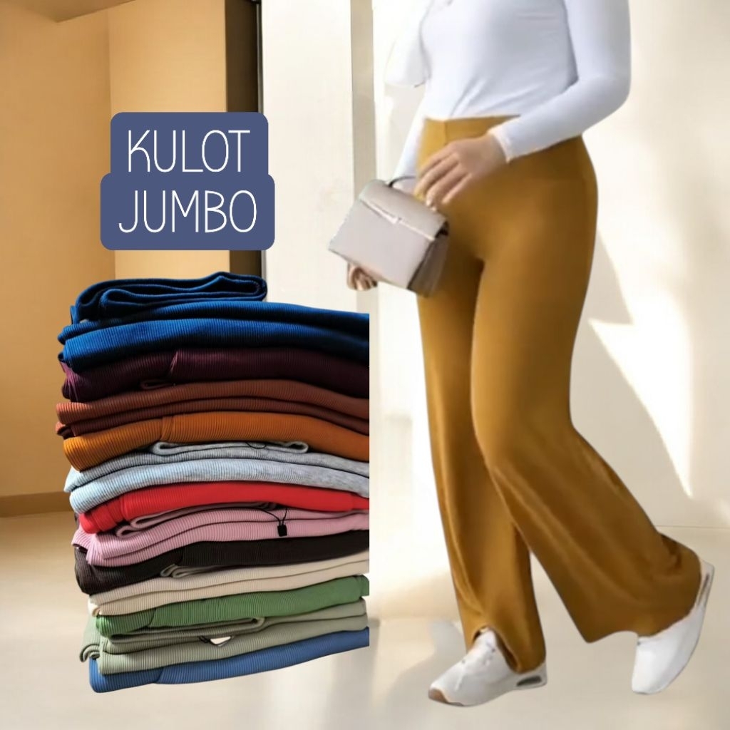 KULOT WANITA JUMBO XXXL RIB KNIT PREMIUM # KULOT JUMBO MUAT BB 60Kg  Sampai 100kg