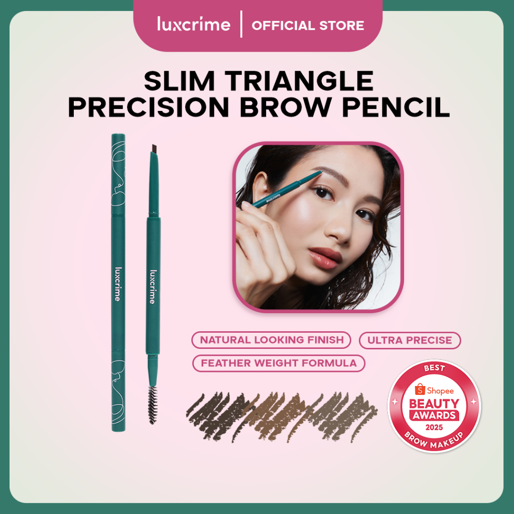 Luxcrime Slim Triangle Precision Brow Pencil - Pensil Alis Waterproof Dengan Ujung Tipis Presisi
