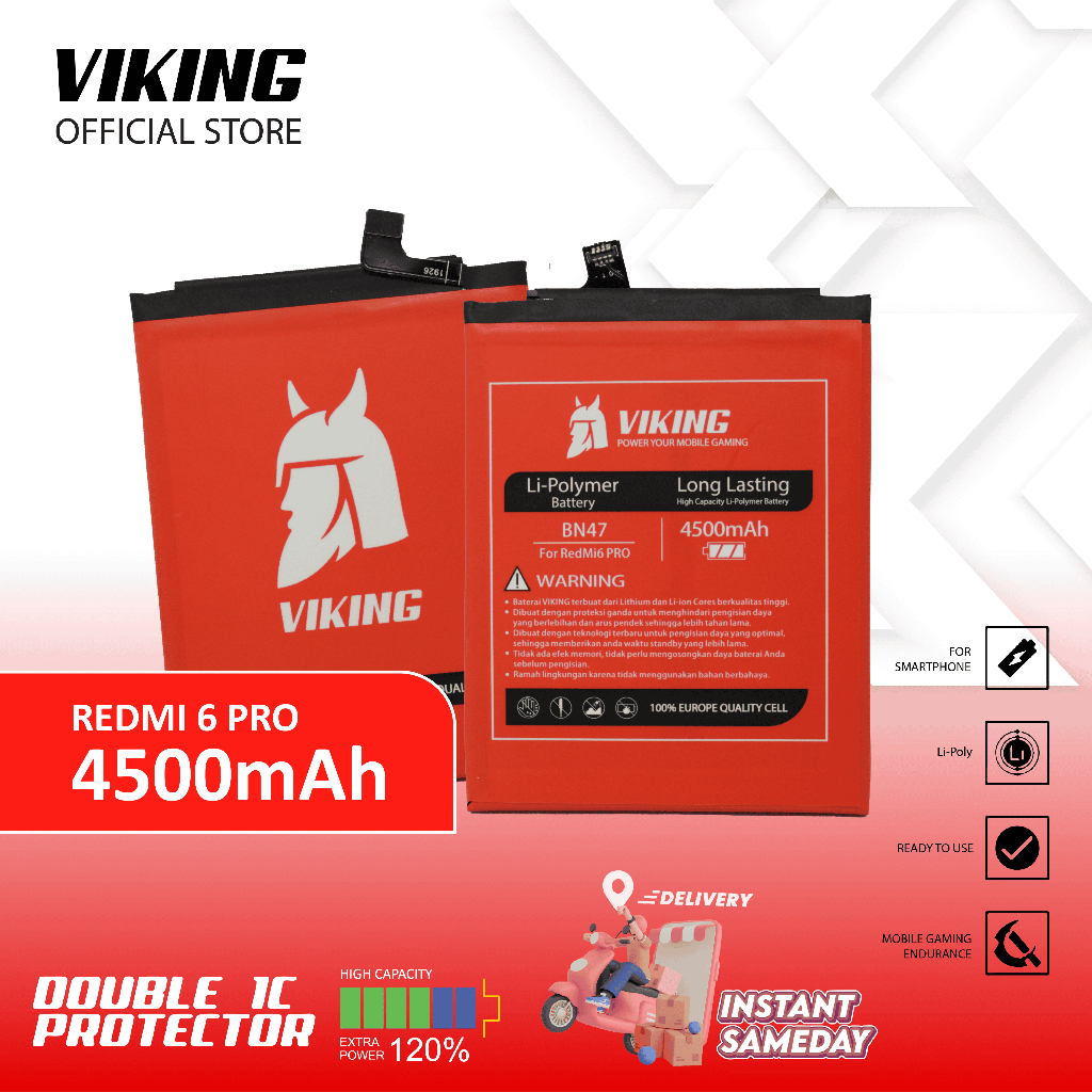VIKING Baterai Xiaomi Redmi 6 Pro - Mi A2 Lite BN47 Double Power