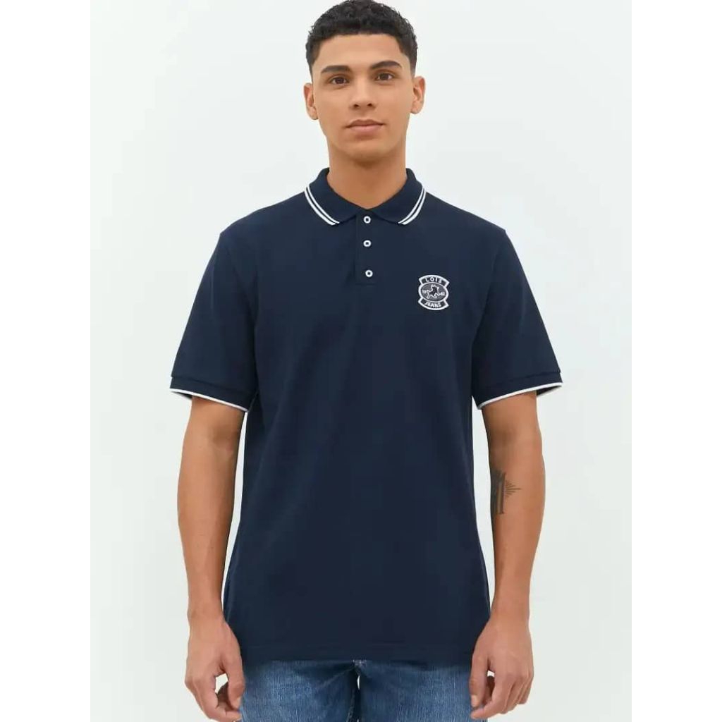 KSLW2441 KAOS BER KERAH LENGAN PENDEK LOIS ORIGINAL PRIA WARNA NAVY BIRU DONGKER