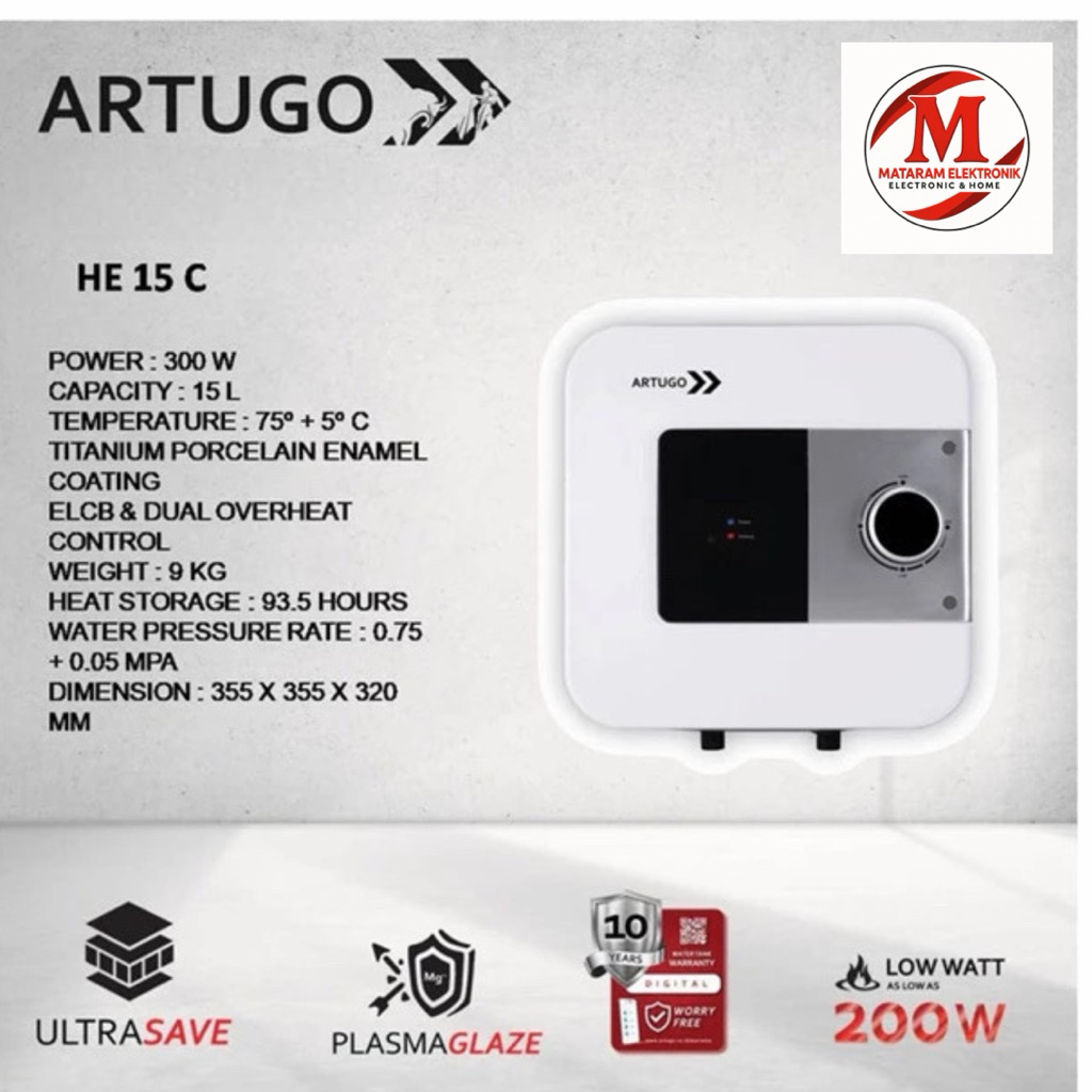 Water Heater Listrik HE 15 C ARTUGO
