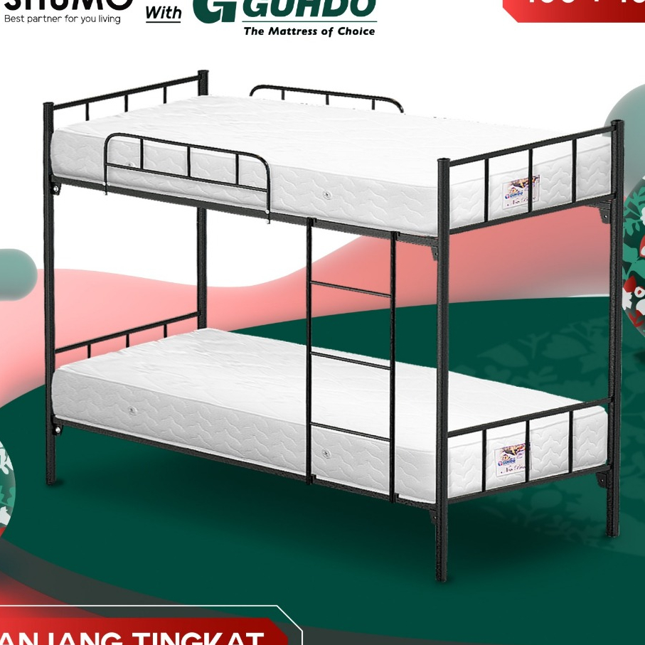 CITRA FURNITURE GUHDO SPRINGBED X SHUMO Ranjang Besi Bunk Bed Tingkat 100/100 Spring Bed Full Set