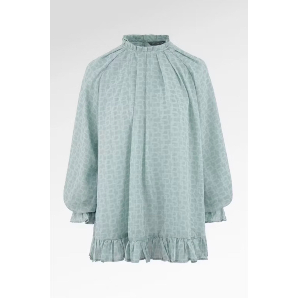 (NEW) Benang Jarum Marchesa Monogram Ruffle Blouse