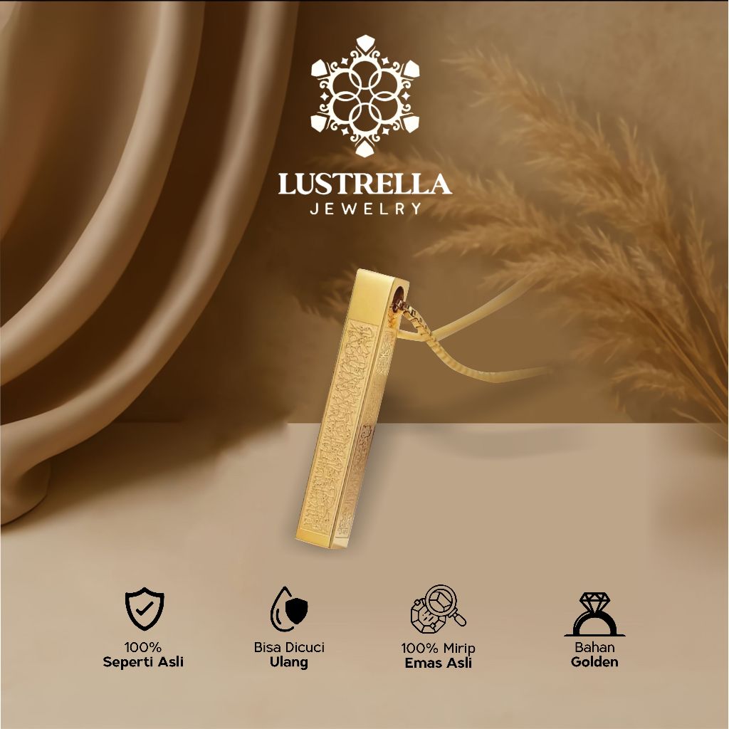 Liontin Batangan Ukir | Kalung Pendant Replika Mirip Emas Asli Elegan