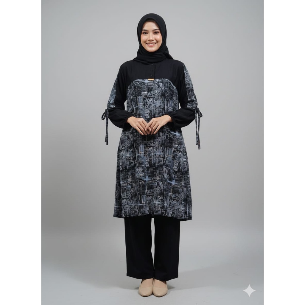 Setelan tunik wanita crinkle terbaru // W G One Set Tunik
