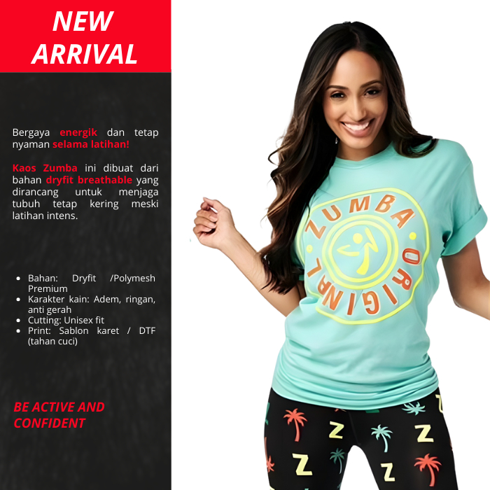 KAOS ZUMBA WEAR ORIGINAL 100% (HIJAU TOSCA)