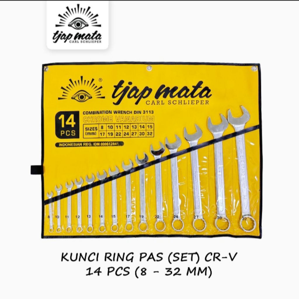 Kunci Ring Pas Set (14 pcs 8 - 32 mm) Tjap- mata