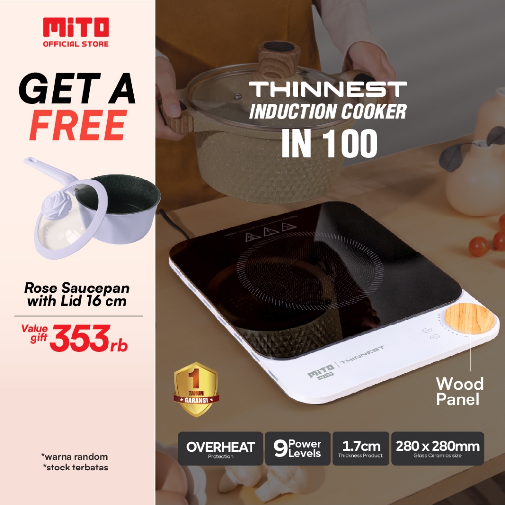 MITO Kompor Induksi Super Tipis Induction Cooker IN100 - White / Black