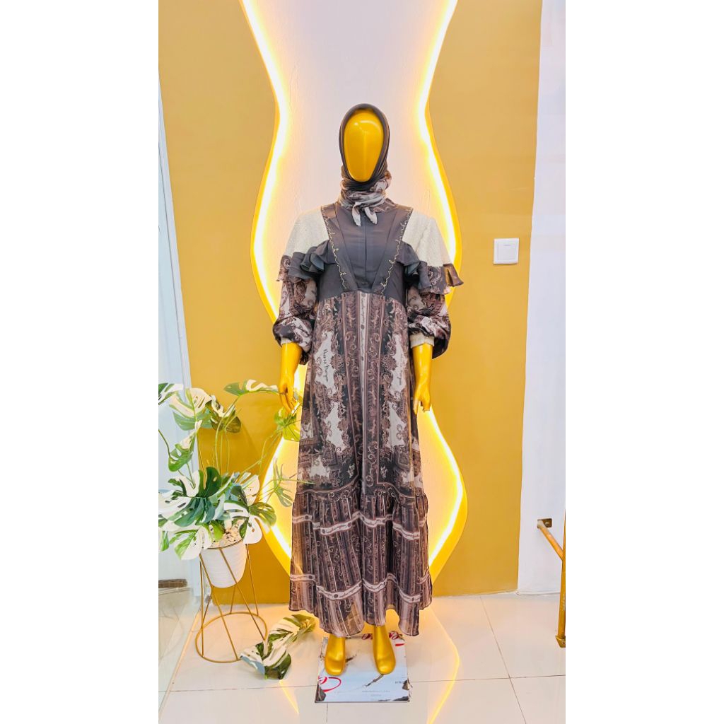 KHANZA MARYAM || Dress Her Majesty Lucie Material Sutra Set Hijab