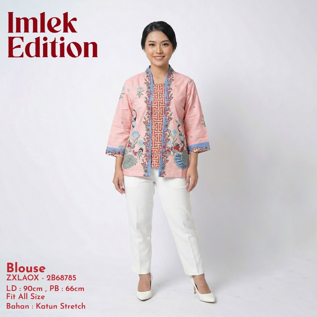 BLOUSE BATIK WANITA LENGAN PANJANG BLUS MURAH ATASAN REMAJA MOTIF BATIK