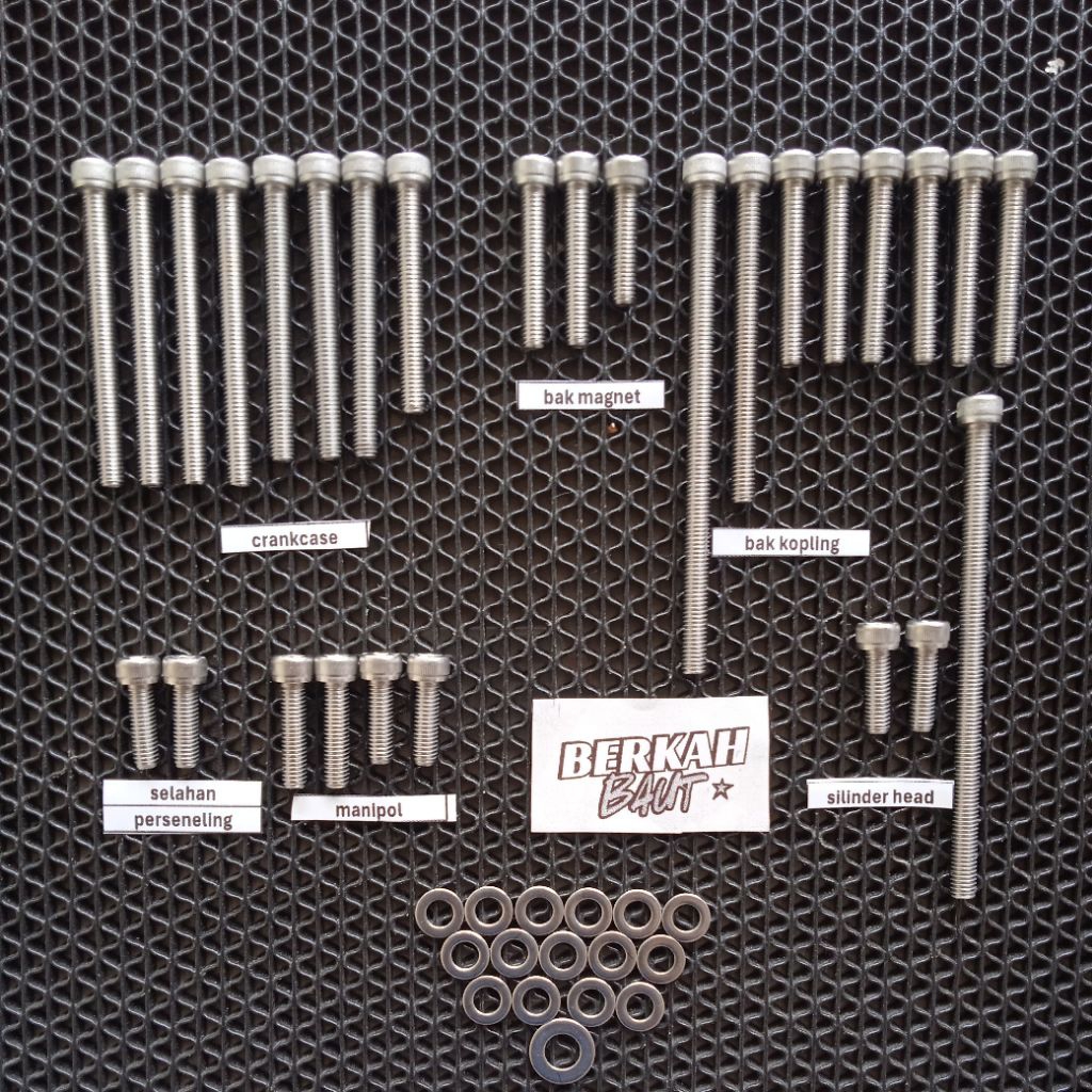BAUT BLOK MESIN HONDA C 70 FULLSET STAINLESS 304