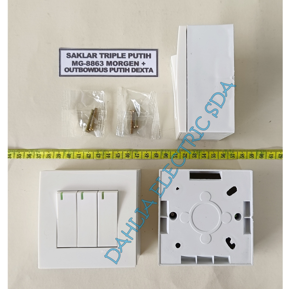 SAKLAR TRIPLE MG-8863 MORGEN+OUTBOW DUS PUTIH DEXTA