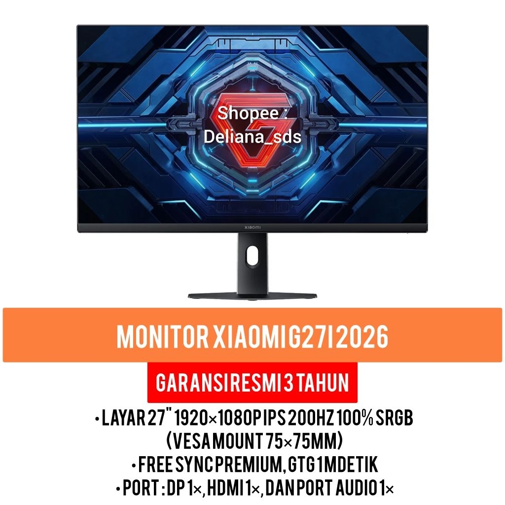 Monitor Gaming Xiaomi G27i 2026 27" IPS 200Hz 100% SRGB Garansi Resmi 3 Tahun Monitor Xiaomi G27i 20